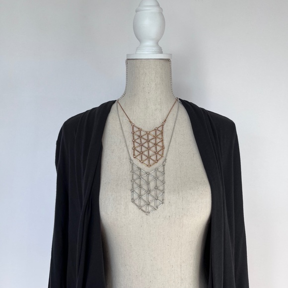 Global & VIne Jewelry - Silver Chain Link Mesh Bib Necklace Global & Vine